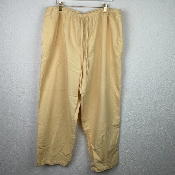 STYLE & CO Womens Plus 22W Yellow Linen Drawstring Pants with Pockets - Picture 2 of 11